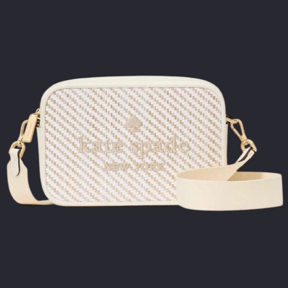 Kate Spade - Brand New - “Oh Snap!” Straw Camera Bag Meringue Multi - Picture 9 of 9
